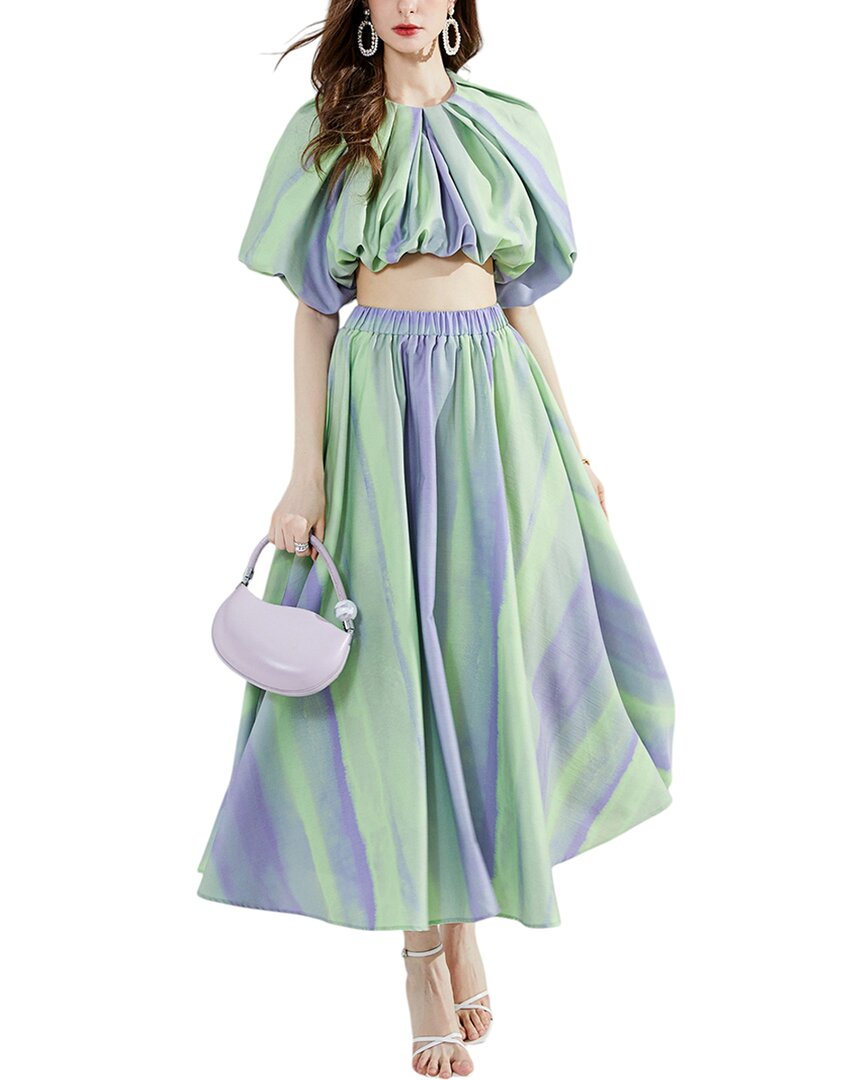 Kaimilan Top & Skirt Set In Green