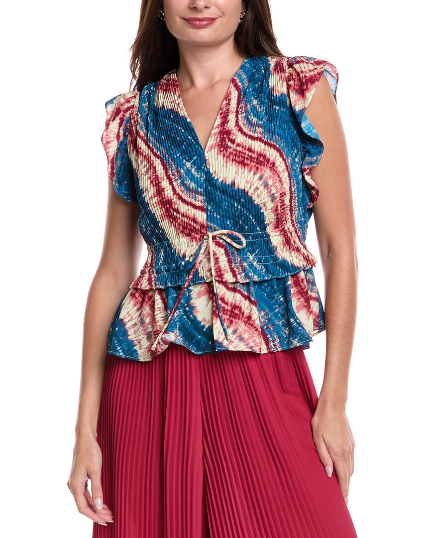 Nicole Miller Pleated Blouse In Blue