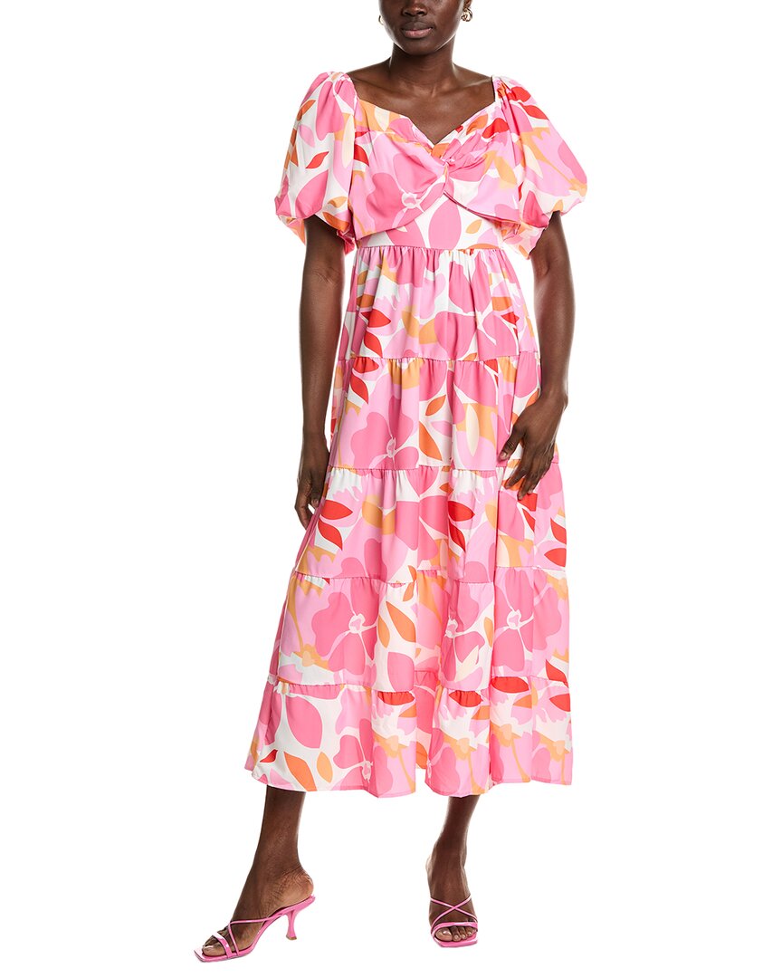 Ipponelli Tiered Midi Dress In Pink