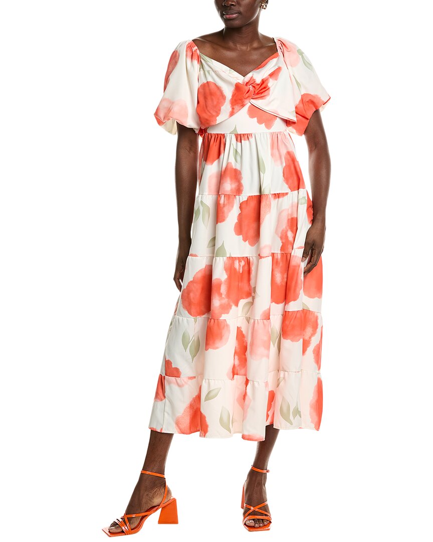 Ipponelli Tiered Midi Dress In Orange