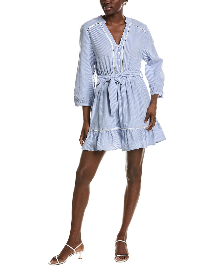 Ipponelli Seersucker Mini Dress In Blue