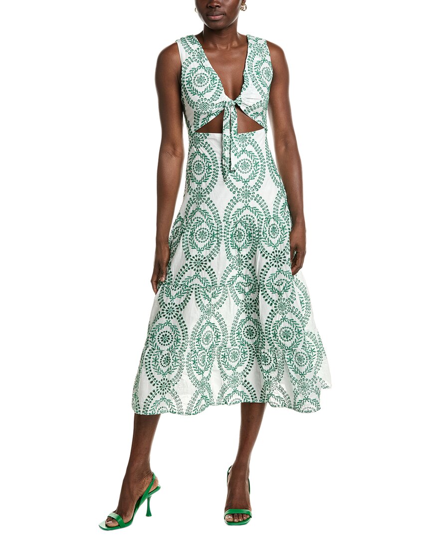 Ipponelli Broderie Midi Dress In Green