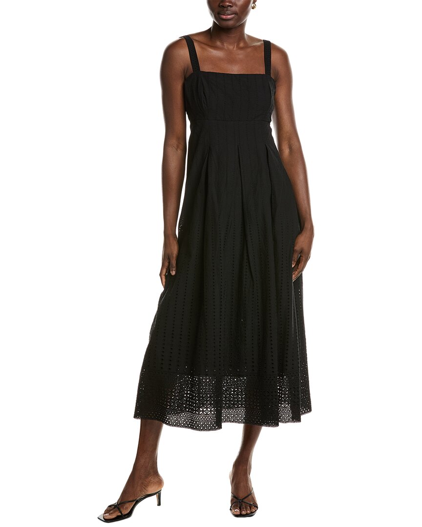 Ellen Tracy Embroidered Midi Dress In Black