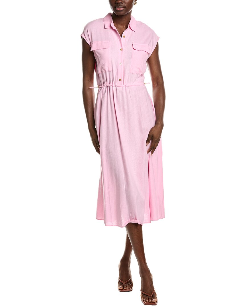 Ellen Tracy Cap Sleeve Linen-blend Midi Dress