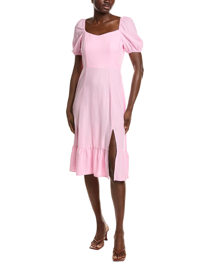 Ellen Tracy Sweetheart Linen-blend Midi Dress