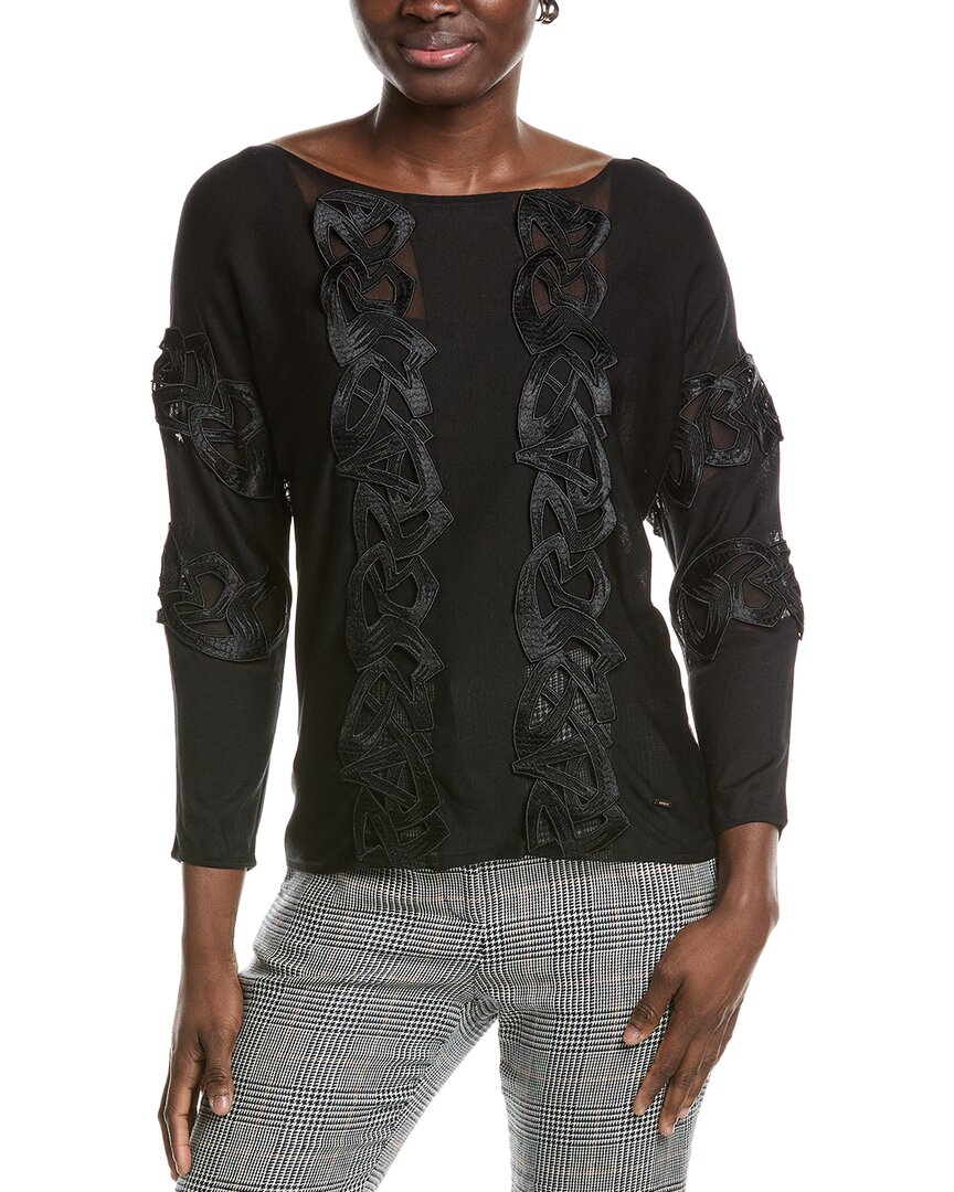 Akris Lace Trim Silk-blend Top In Black