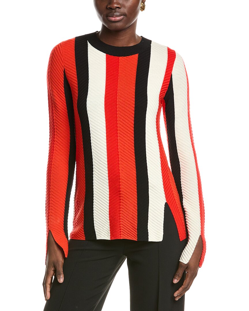 Akris Punto Chevron Stitch Wool Sweater In Multi