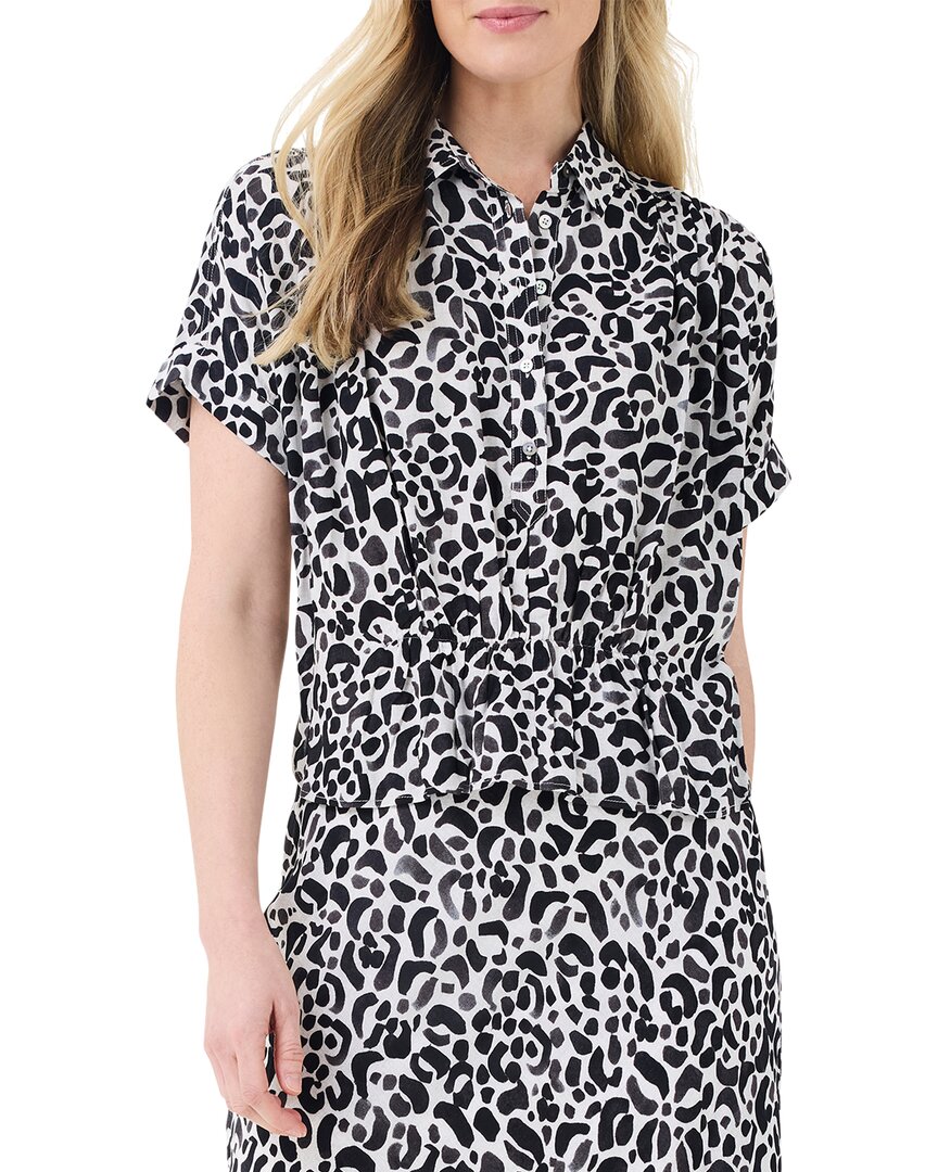 Nic + Zoe Animal Print Peplum Top In Black