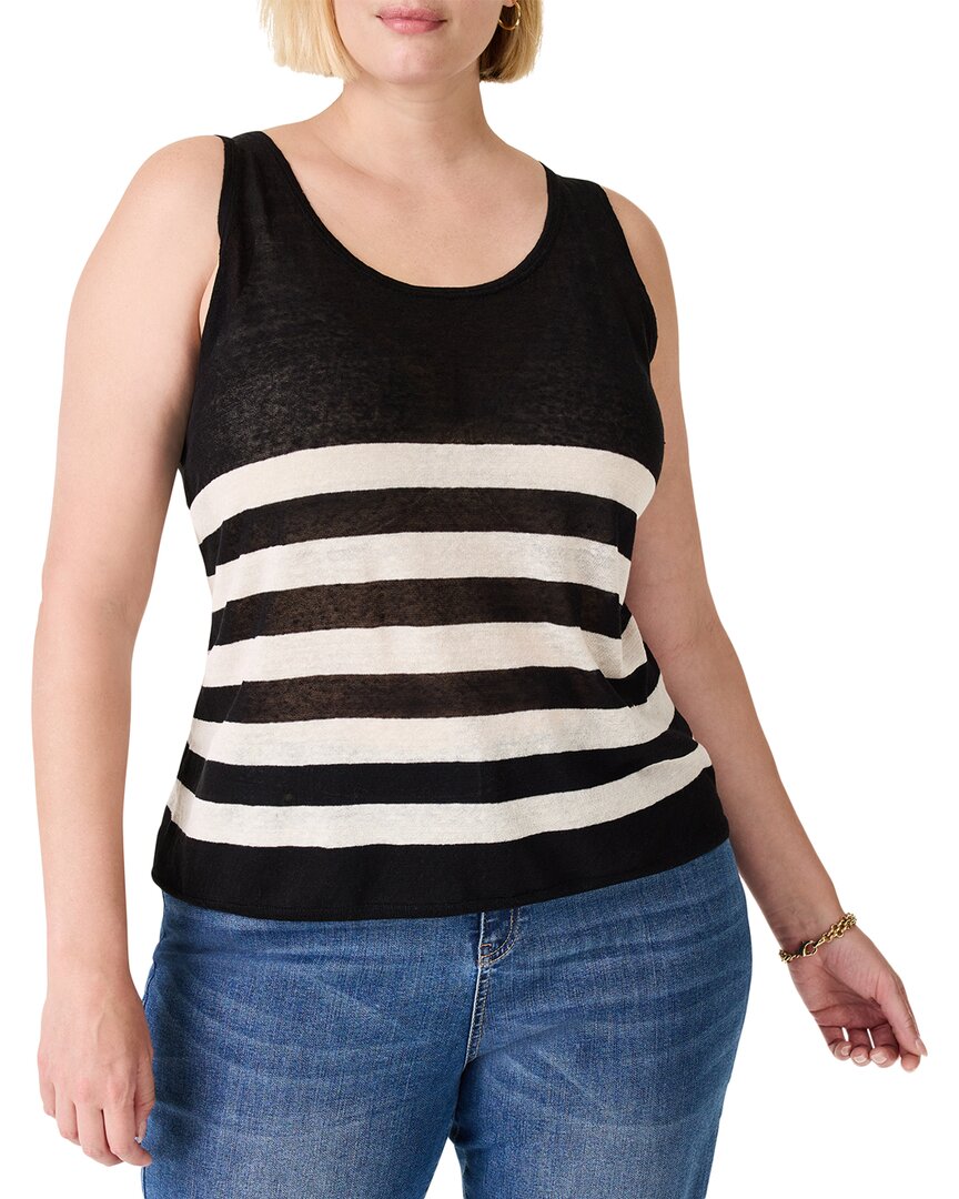 Nic + Zoe Nic+zoe Plus Featherweight Striped Linen-blend Tank In Black