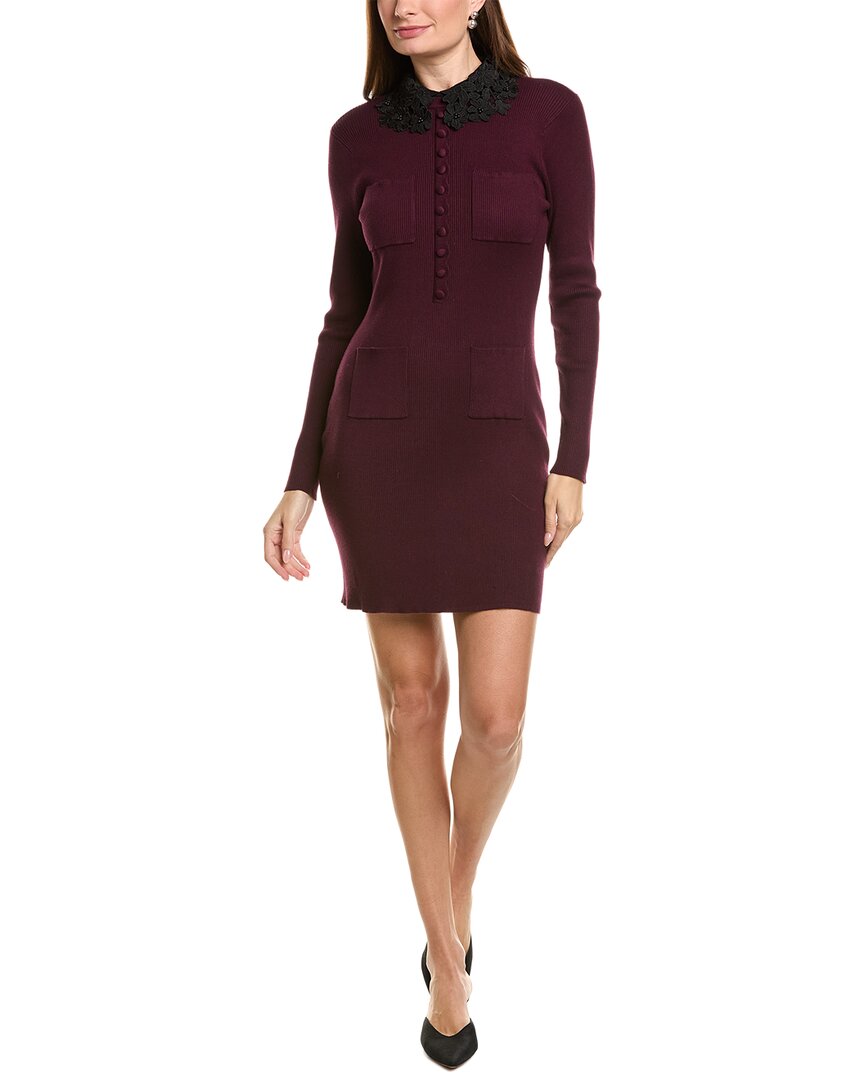 Ellen Tracy Rib Dress In Burgundy