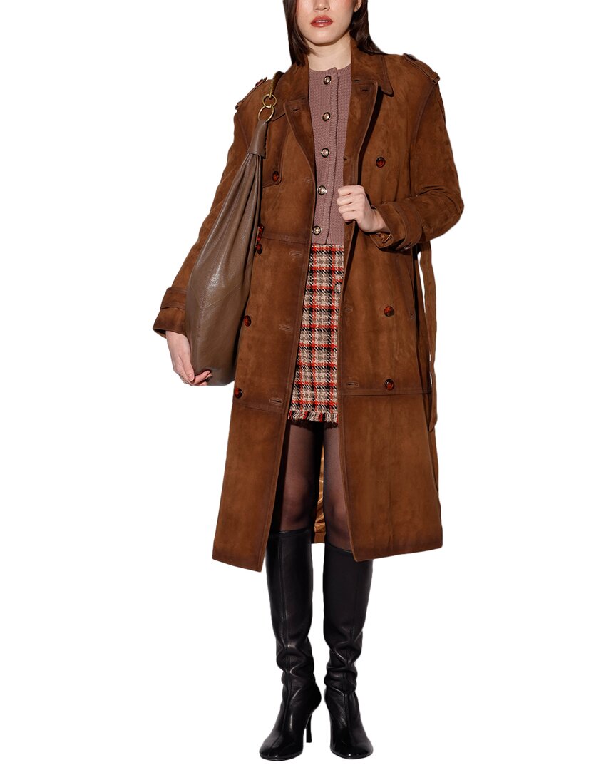 Walter Baker Brown Jerome Leather Trench Coat In Brown