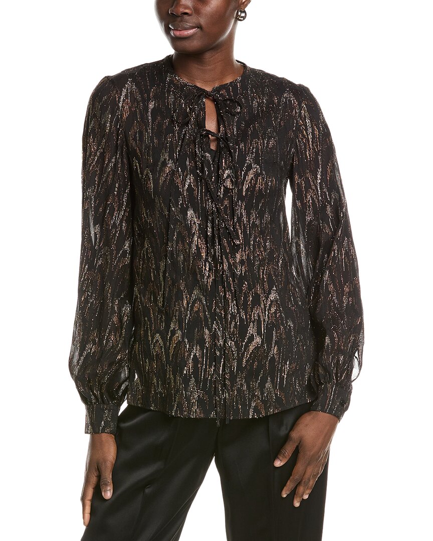 Akris Metallic Clipped Silk-blend Blouse