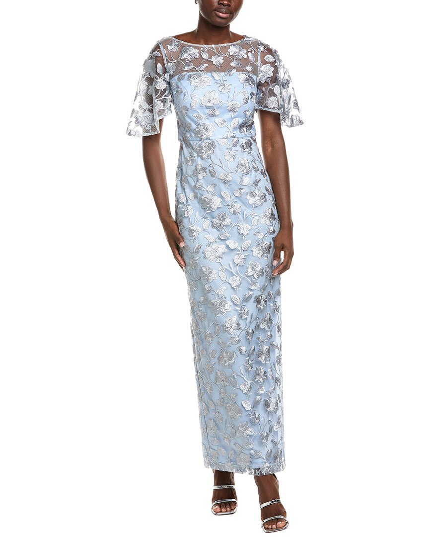 Js Collections Brooke Column Gown In Blue