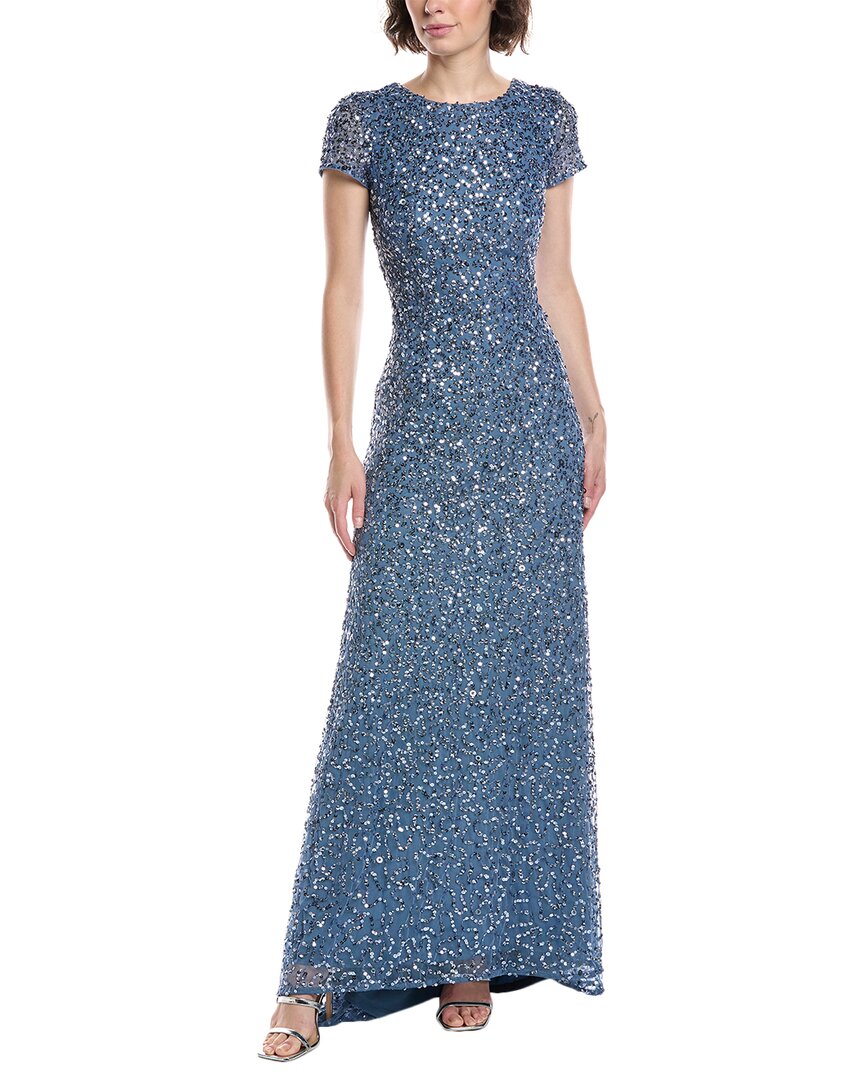 Adrianna Papell Sequin Maxi Dress In Blue