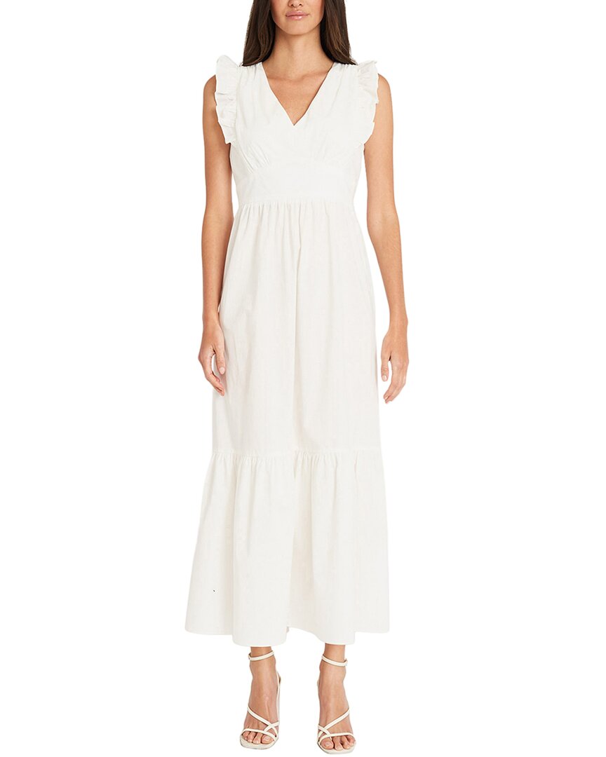 Maggy London V-neck Sleeveless Solid Maxi Dress In White
