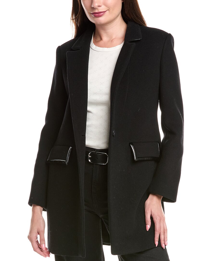 Maje Wool-blend Coat In Black