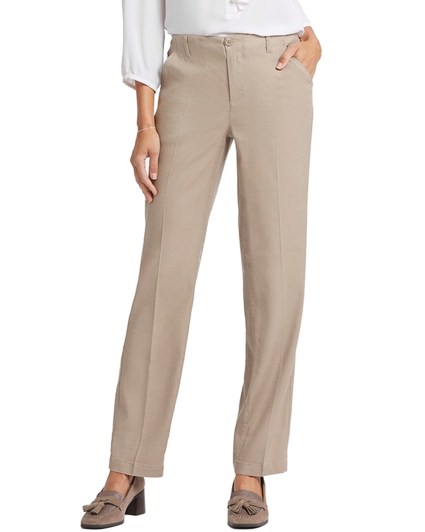 Nydj Marilyn Womens Linen High Rise Straight Leg Pants In Neutral