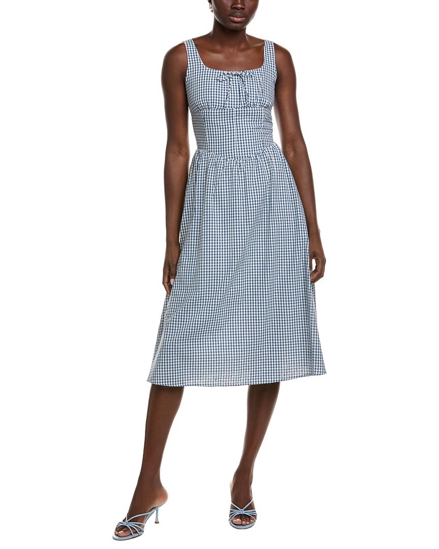 Ipponelli Gingham Midi Dress In Blue