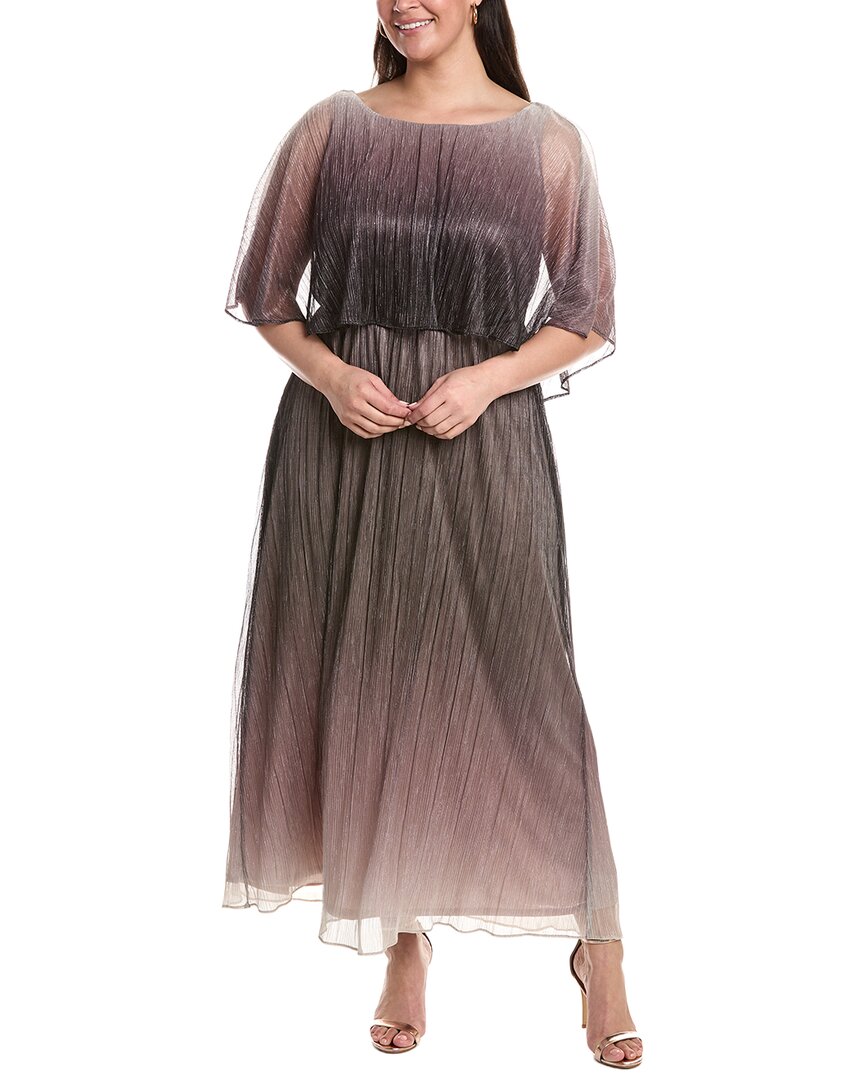 Maison Tara Plus Ombre Crinkle Maxi Dress In Brown