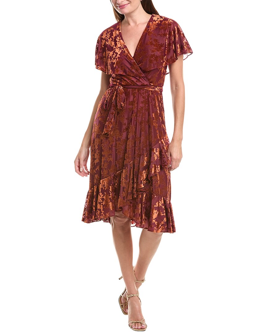 Maison Tara Velvet Midi Dress In Brown