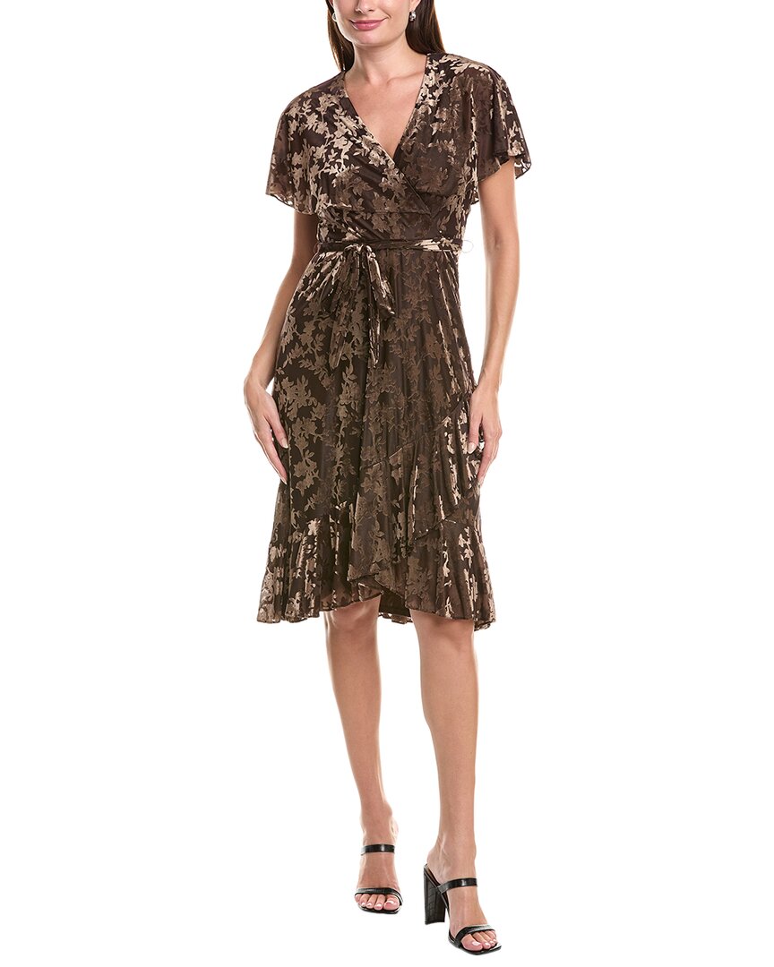Maison Tara Velvet Midi Dress In Brown