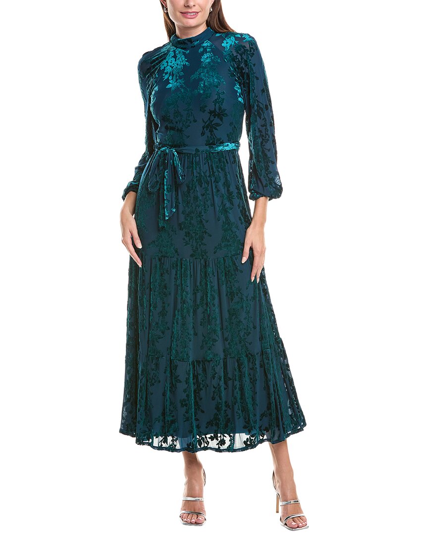 Maison Tara Velvet Maxi Dress In Green