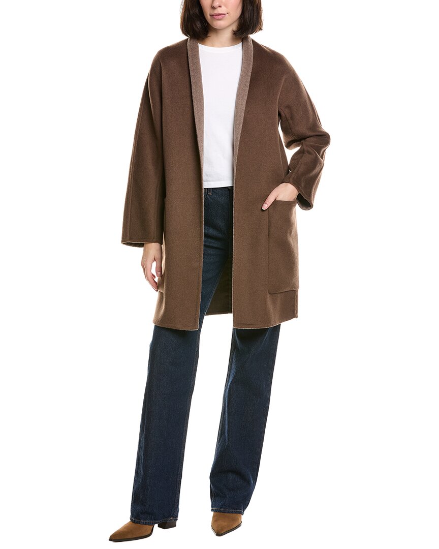 Vince Wool-blend Reversible Coat In Brown