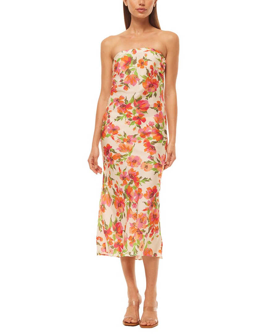 Misa Negine Dress In Palmarei Blooms Mix In Orange