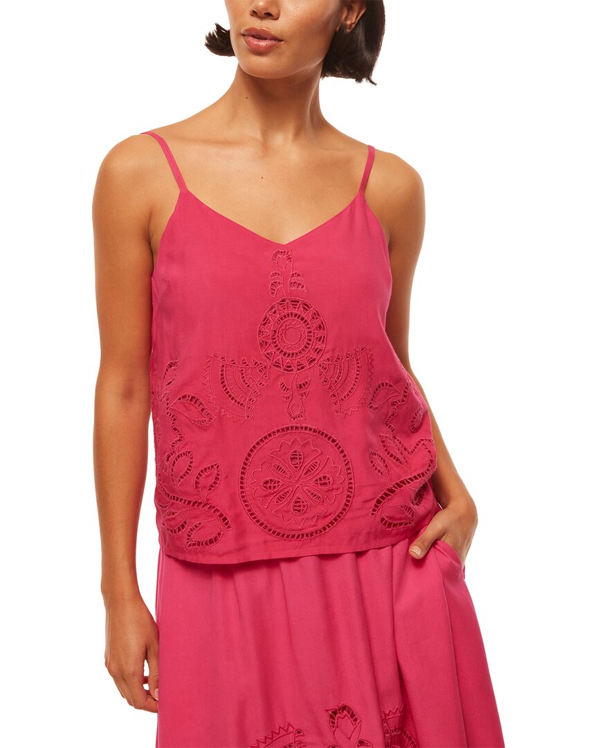 Misa Marcela Top In Pink Eyelet In Pink