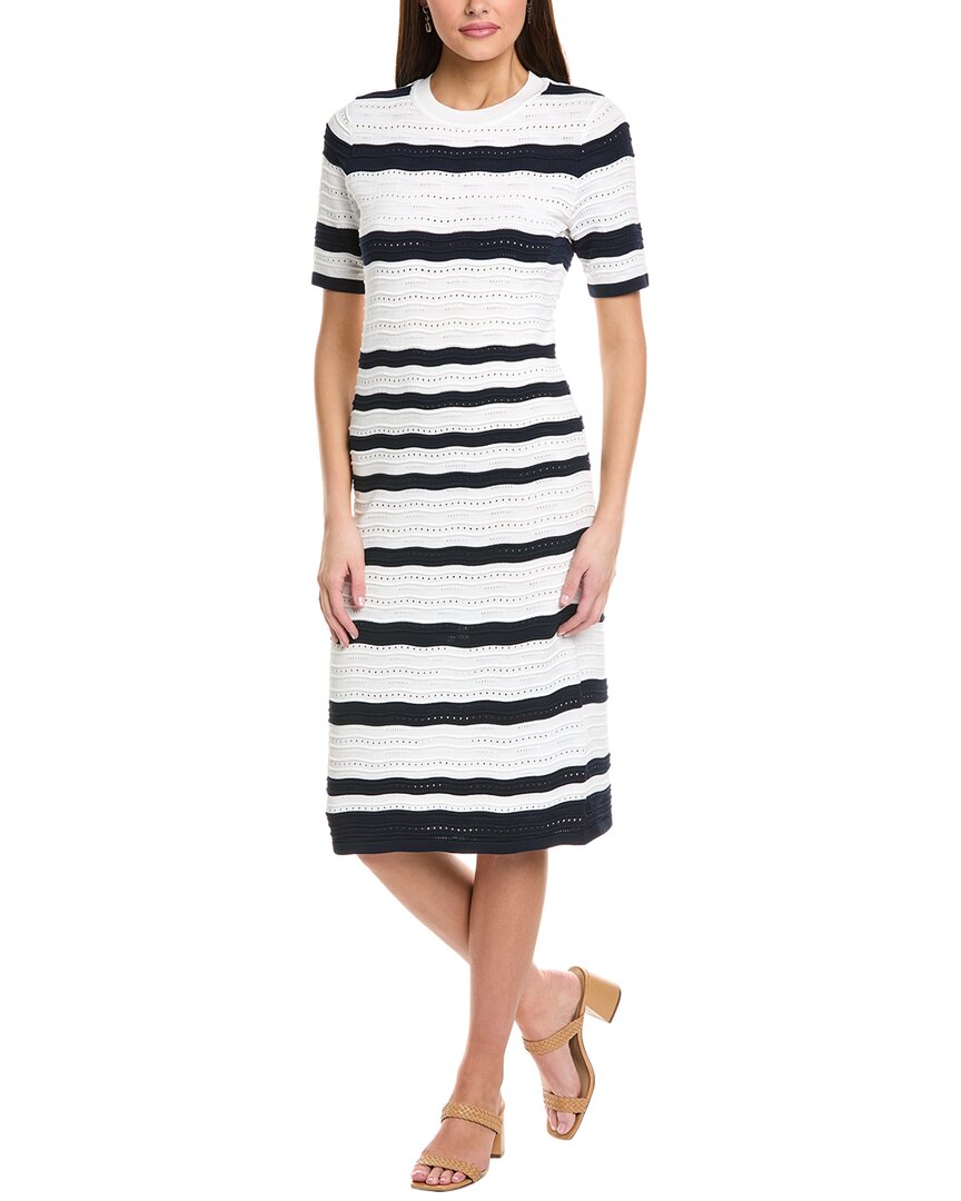 Nanette Lepore Stripe Pointelle Stitch Sweater Dress In Multi
