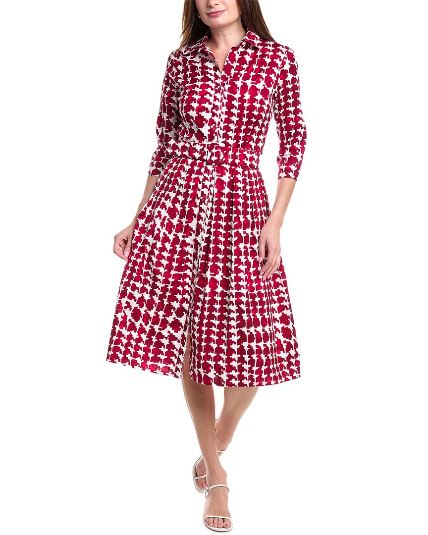 Samantha Sung Audrey 2 Pleated Stretch Cotton Midi Shirtdress In Red