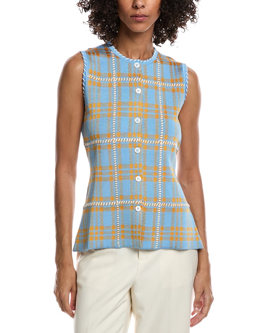 Lela Rose Jacquard Plaid Top In Blue