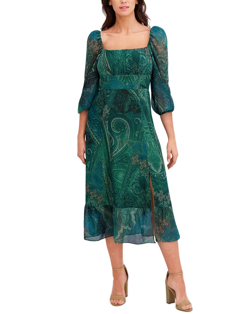 London Times Midi Dress In Green