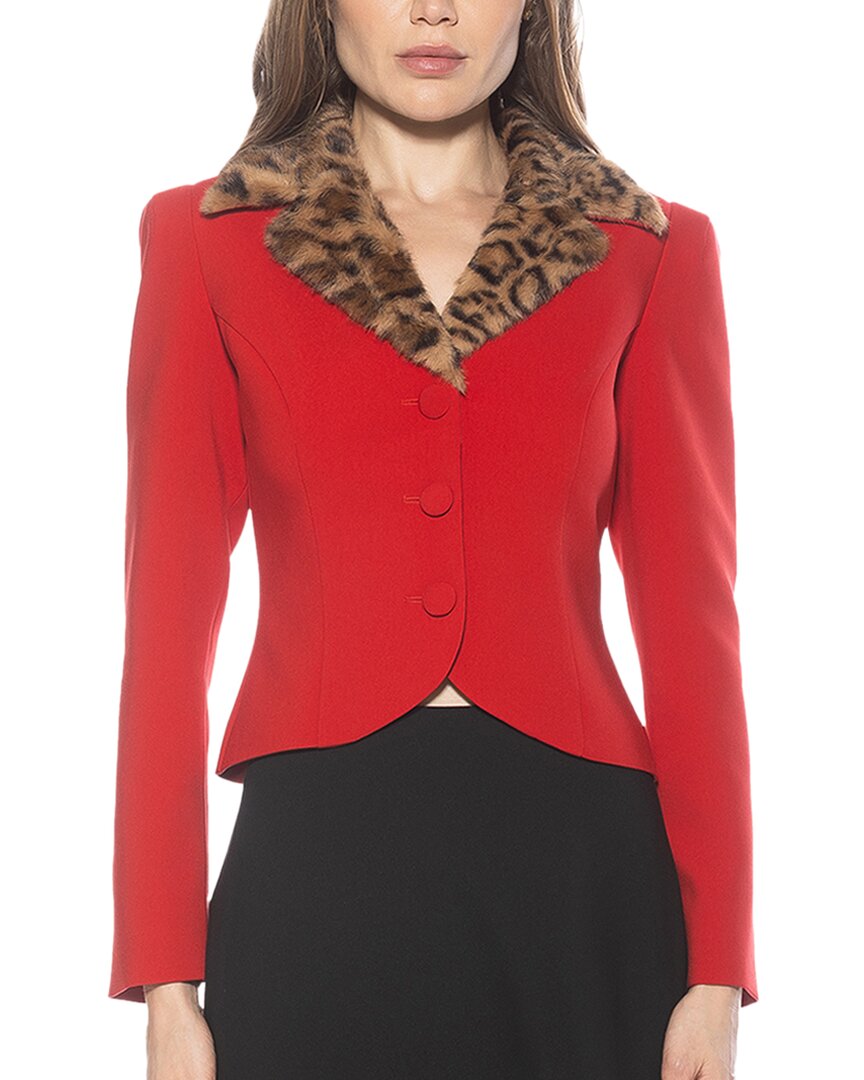 Alexia Admor Sabrina Faux Fur Notch Collar Blazer In Red