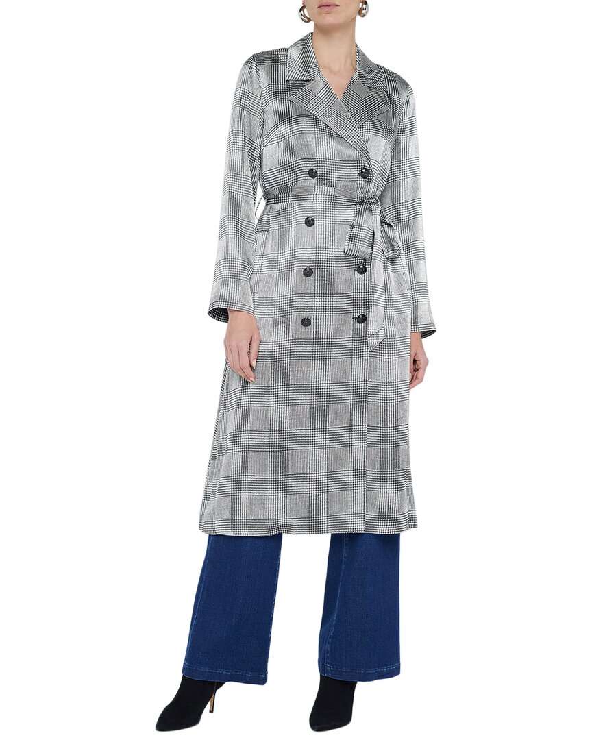 L Agence Moda Satin Trench Coat In Gray
