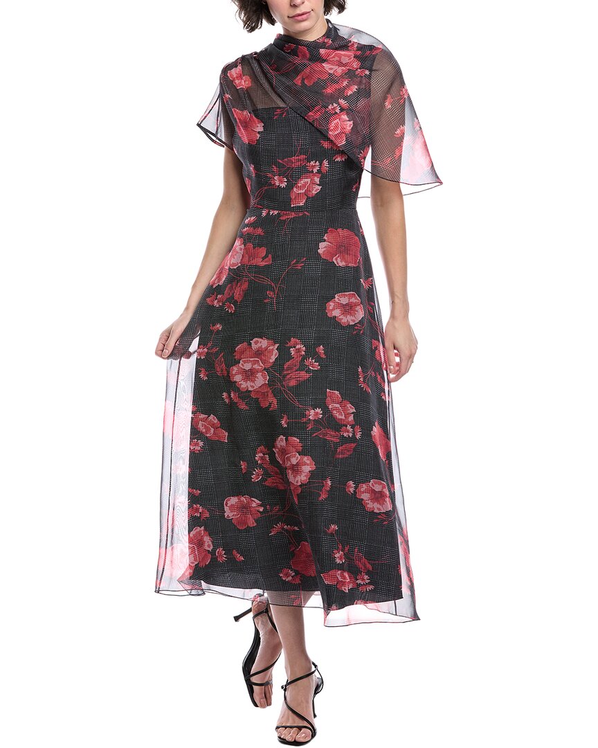 Lela Rose Draped Bodice Midi Dress In Multi
