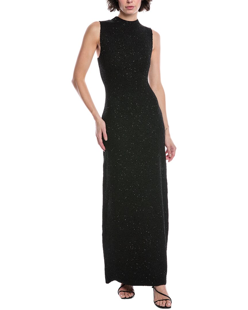 Lela Rose Sequin Sweater Gown In Black
