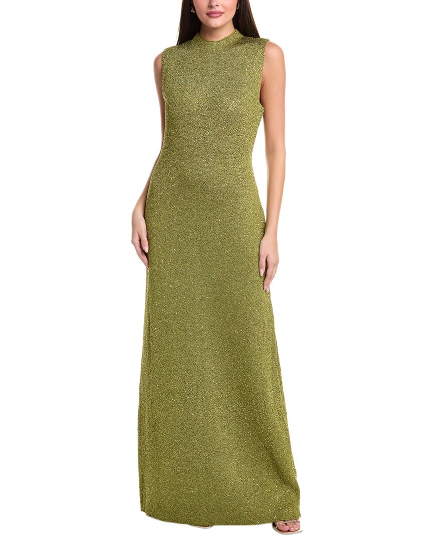 Lela Rose Sequin Sweater Gown In Green