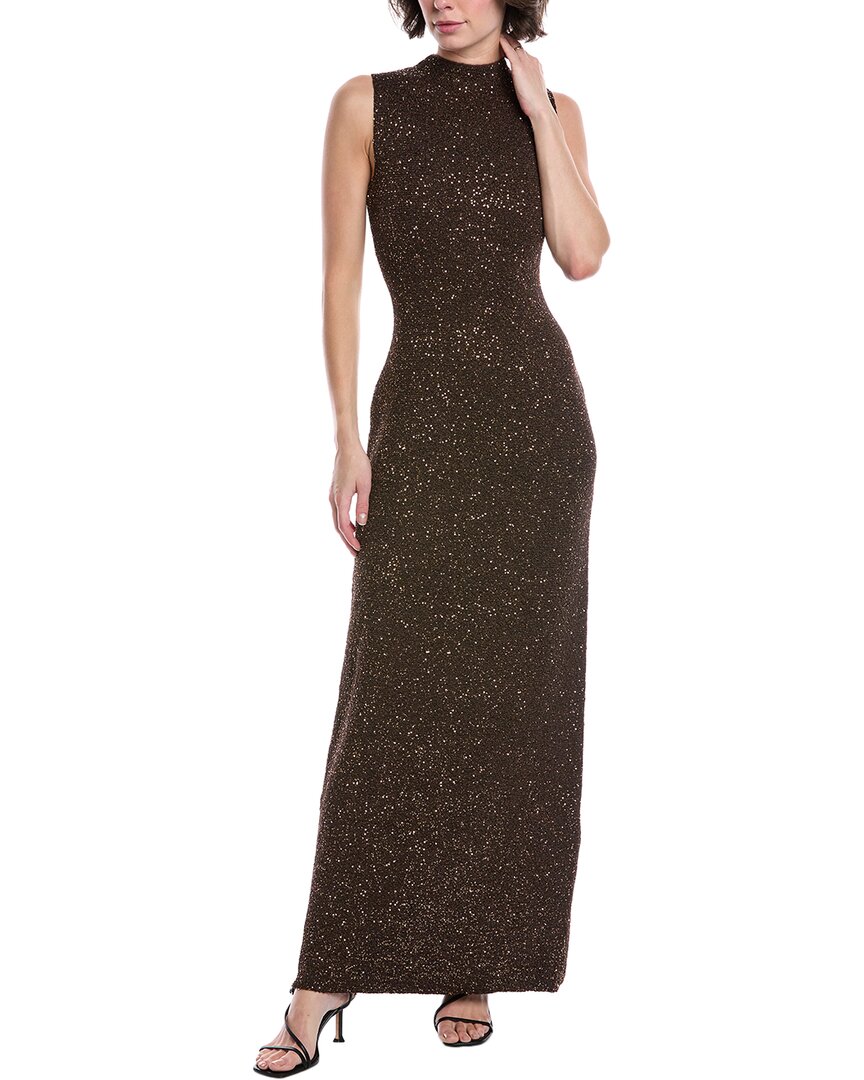 Lela Rose Sequin Sweater Gown In Brown