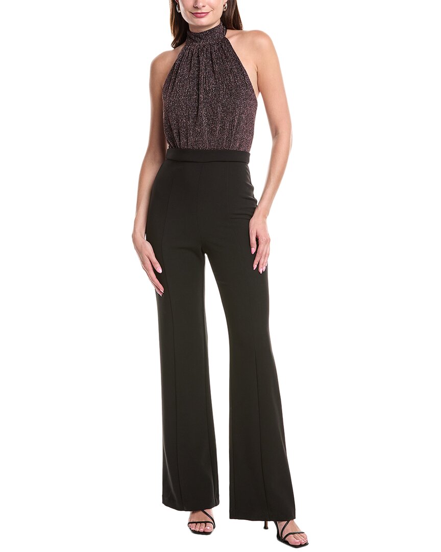 Black Halo Genesis Shimmer Halter Jumpsuit In Black
