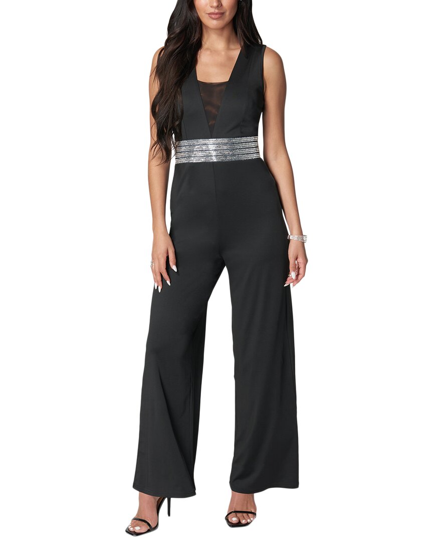 Bebe Embellished Wide Leg Jumpsuit In Black