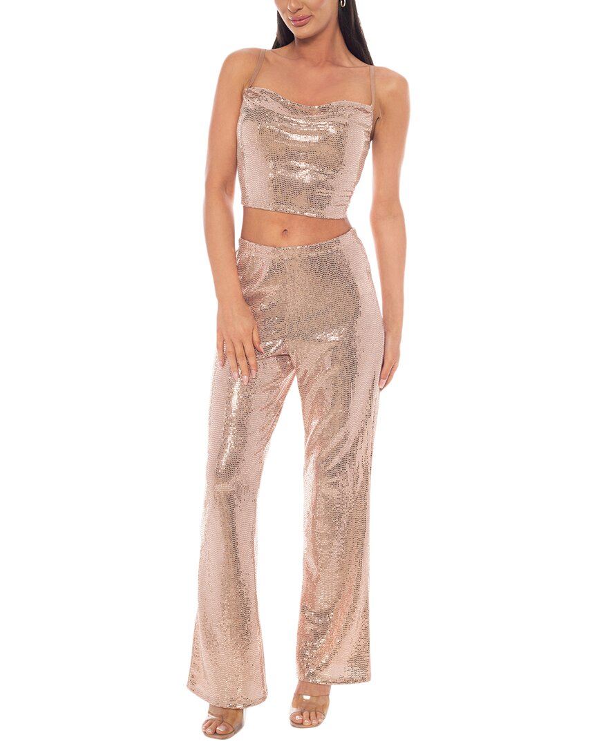 Bebe 2pc Disco Dot Top & Pant Set In Red
