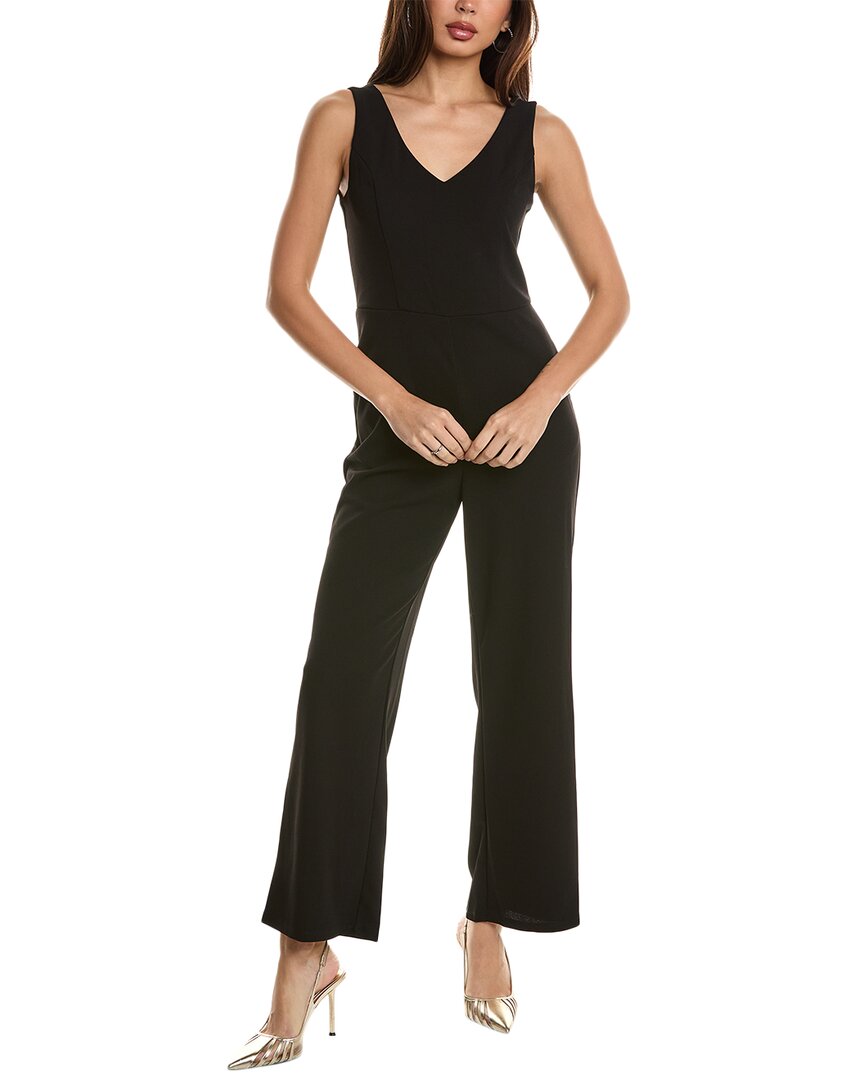 Bebe V-neck Scuba Jumpsuit In Black