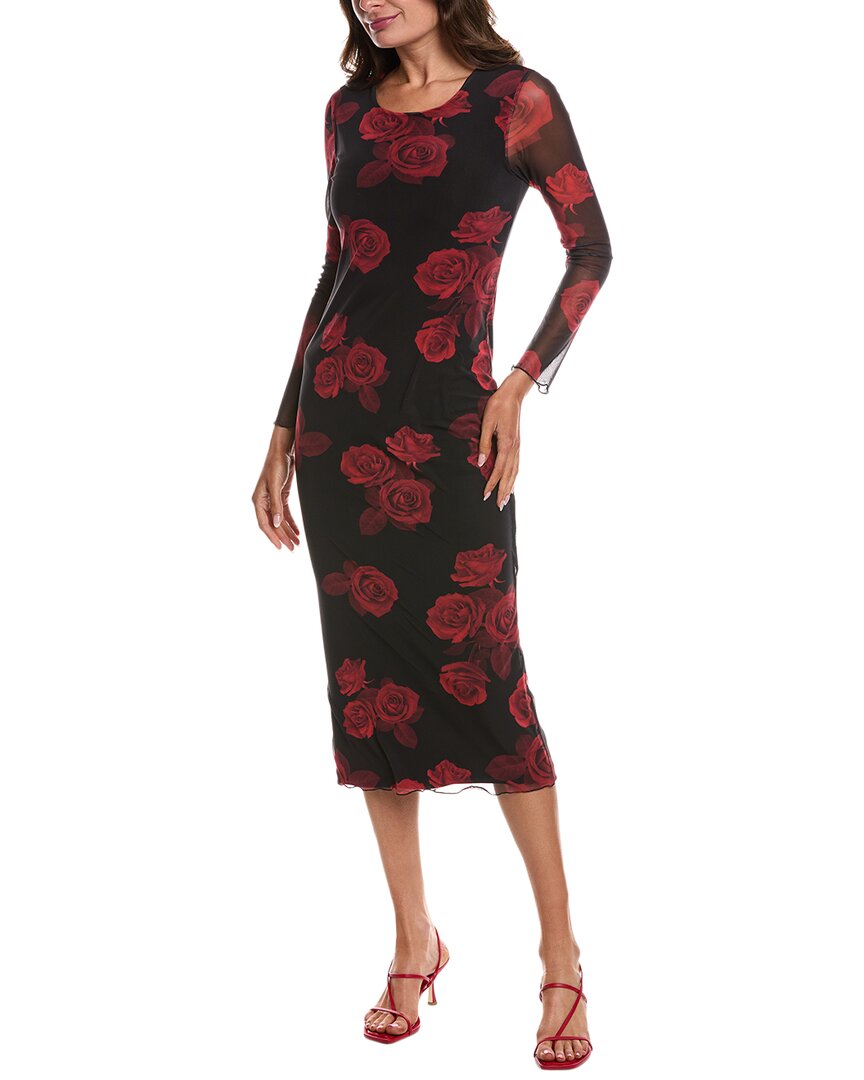 Bebe Powermesh Maxi Dress In Red