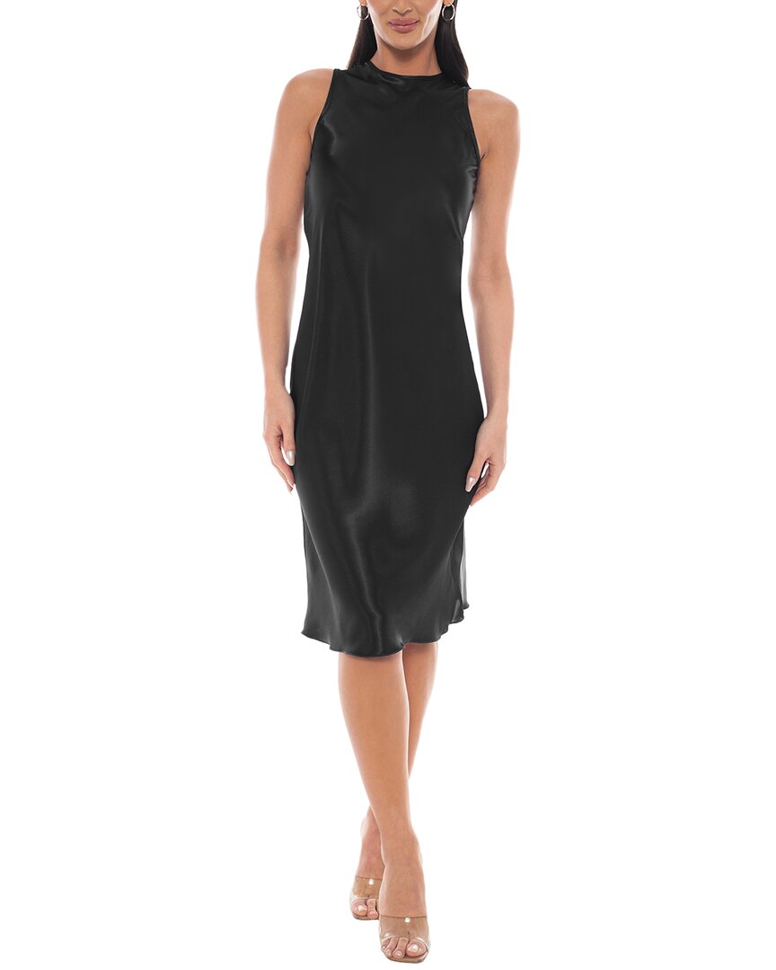 Bebe Satin Midi Dress In Black