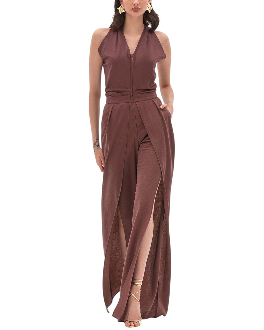 Bgl Linen-blend Jumpsuit In Red