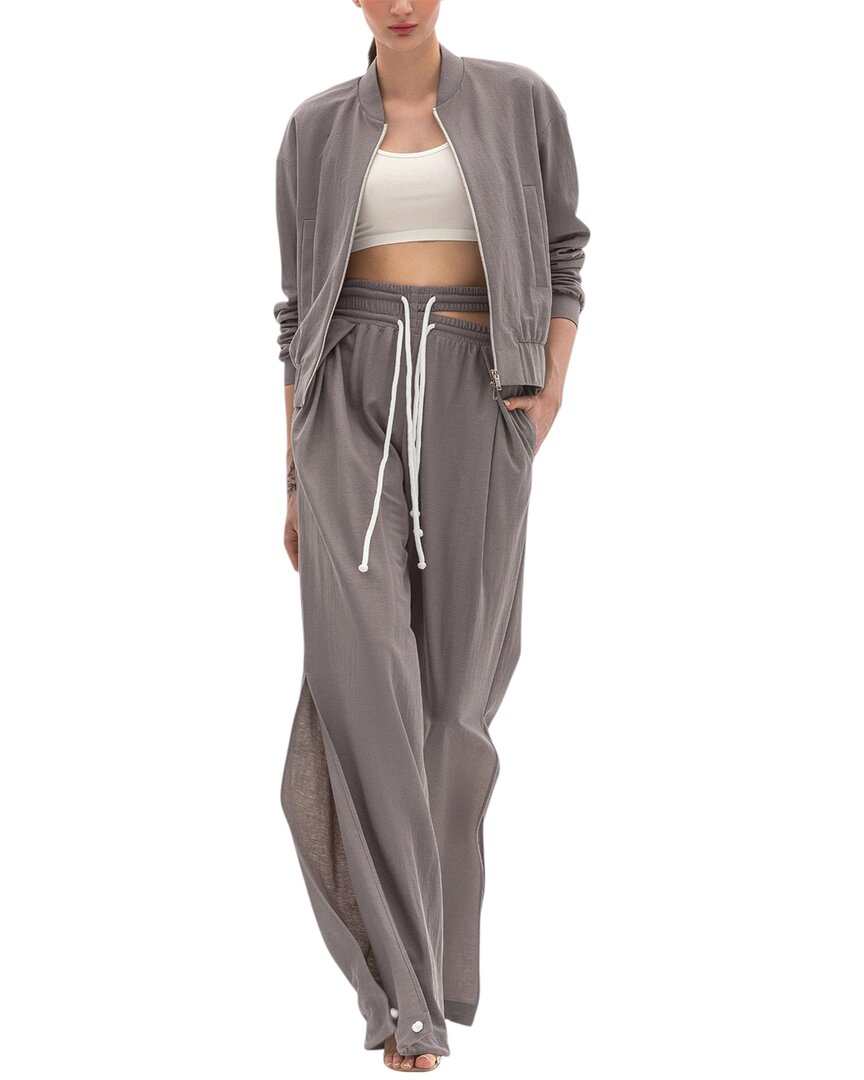 Bgl 2p Linen-blend Zip Hoodie & Pant Set In Gray