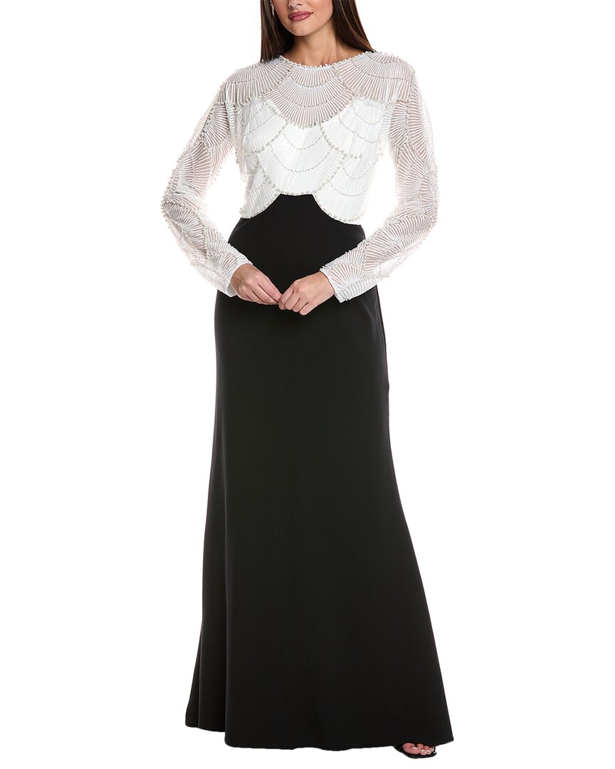Tadashi Shoji Embellished Gown In White