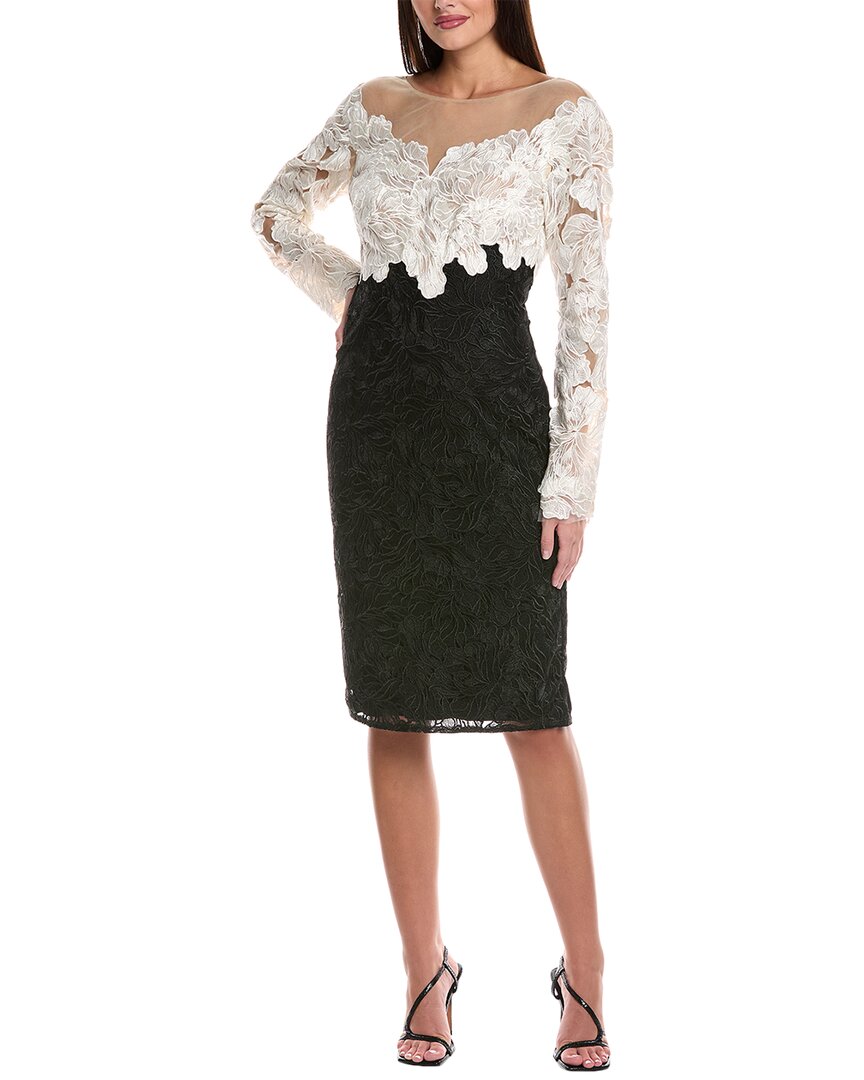 Tadashi Shoji Two-tone Floral Lace Illusion Dress In Multi