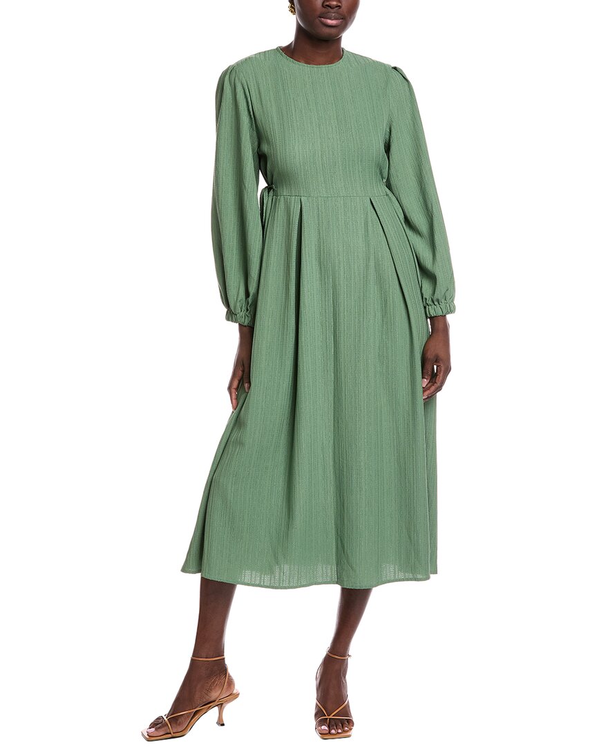 Jl Luxe Pleated Midi Dress In Green